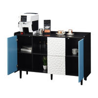 SIDEBOARD 120/40/80 cm mit 2 Schubladen & 2 offenen Fächern in Schwarz/Blau - Schwarz, Holzwerkstoff (120/80/40cm) - BEAOK
