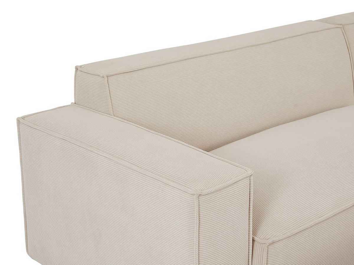 SOFA - 6 Personen - samt - beige Borore - Beige, Holz/Textil (256/75/231cm) - Vente-Unique