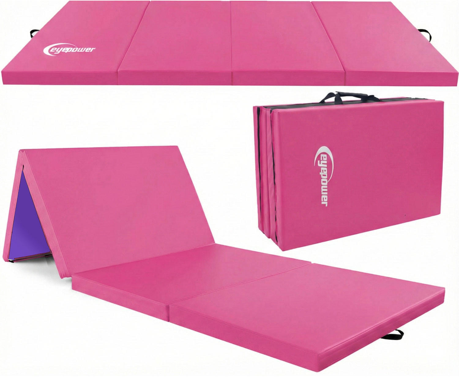 GYMNASTIKMATTE zum Wenden - 180/60/5 cm Faltbare Turnmatte - Pink/Lila, Kunststoff (60/180cm) - eyepower