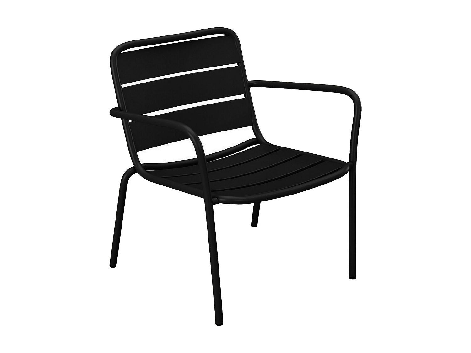 GARTENSESSEL niedrig & stapelbar - Metall - Schwarz - MIRMANDE von MYLIA - Schwarz, Metall (67.5/71.5/60cm) - Vente-Unique