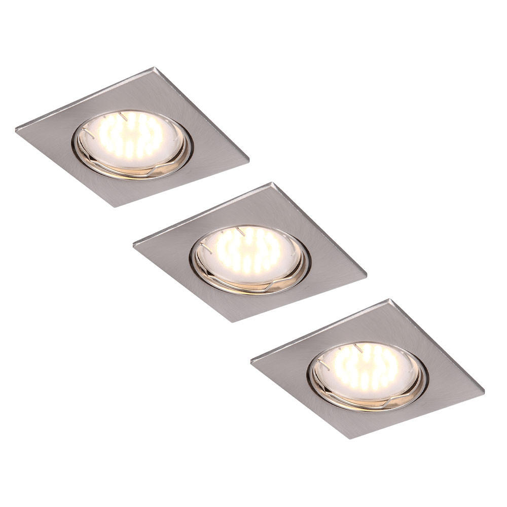 LED EINBAUSTRAHLER Aluminium Silber 3er Set - Silberfarben, Metall (8/8/10cm) - Globo Lighting