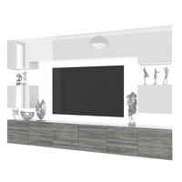 WOHNWAND Milano 3, Weiß Hochglanz/Grau Matt, 300 cm, Grifflos - Weiß, Holz (300/60/36cm) - B BELINI GROUP