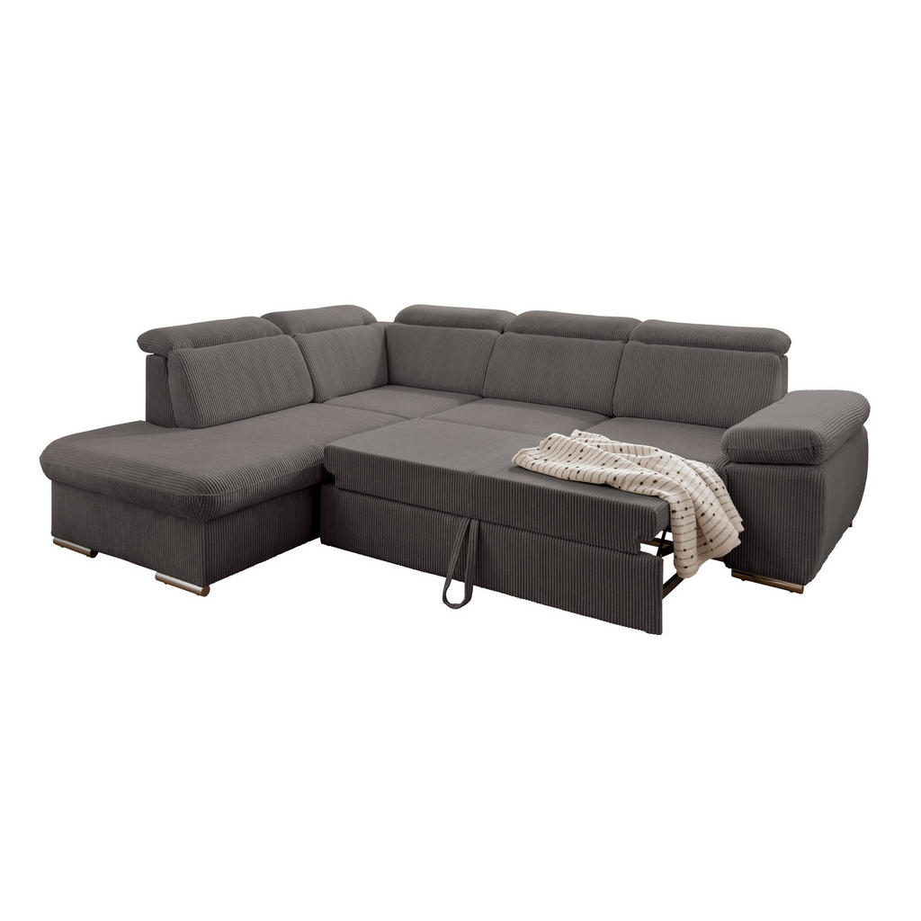 Thumbnail - luma-home Ecksofa, Dunkelgrau, Textil, 4-Sitzer, Füllung: Polyurethan (Pur), Ottomane links,L-Form, 283x228 cm, Wohnzimm...