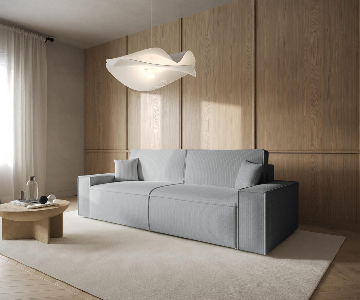 SOFA Farese Grau mit Cordbezug - Grau, Textil (257/85/102cm) - Selsey