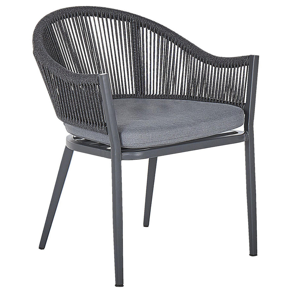 GARTENMÖBEL-SET 4-Sitzer Aluminium/Flechtseil grau Mileto - Grau, Metall - Beliani