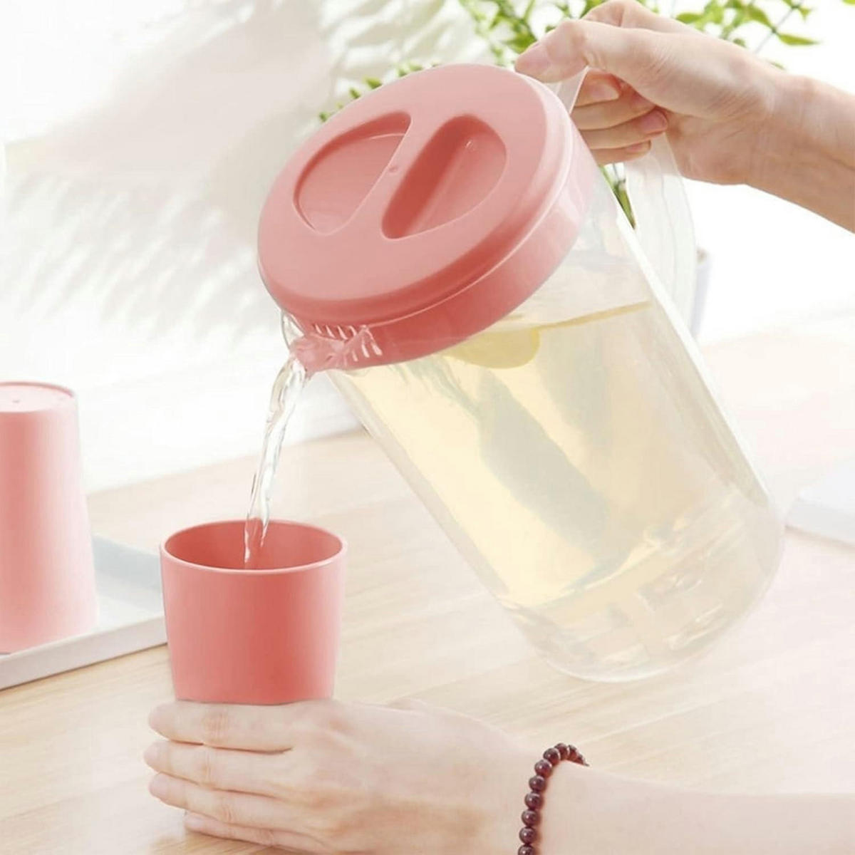 KRUG 2er Set Kunststoff 4 Liter mit Griff und Messskala - Transparent, Kunststoff (16.5/16.5cm)