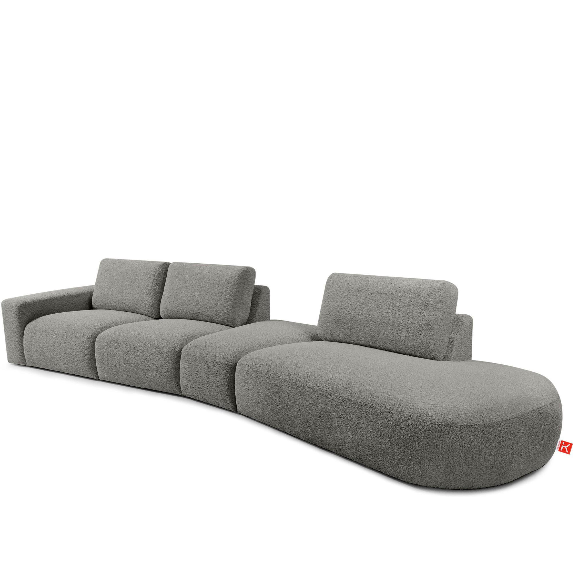 5-SITZER ECKSOFA ZUCCO Boucle rechts, Grau - Grau, Textil (430/84/105cm) - KONSIMO®