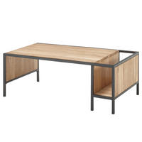COUCHTISCH - Metall / Massivholz - Schwarz - Eichefarben, Holz/Metall (60/110/40cm) - home24