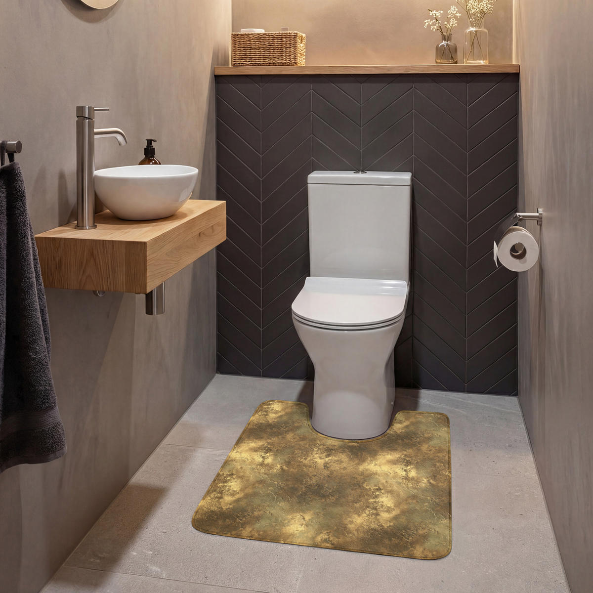 WC-VORLEGER Antik - Metallic-Look - Gold Toilettenvorleger 55x60 cm - Goldfarben, Kunststoff/Textil (55/1cm) - OnlyWow