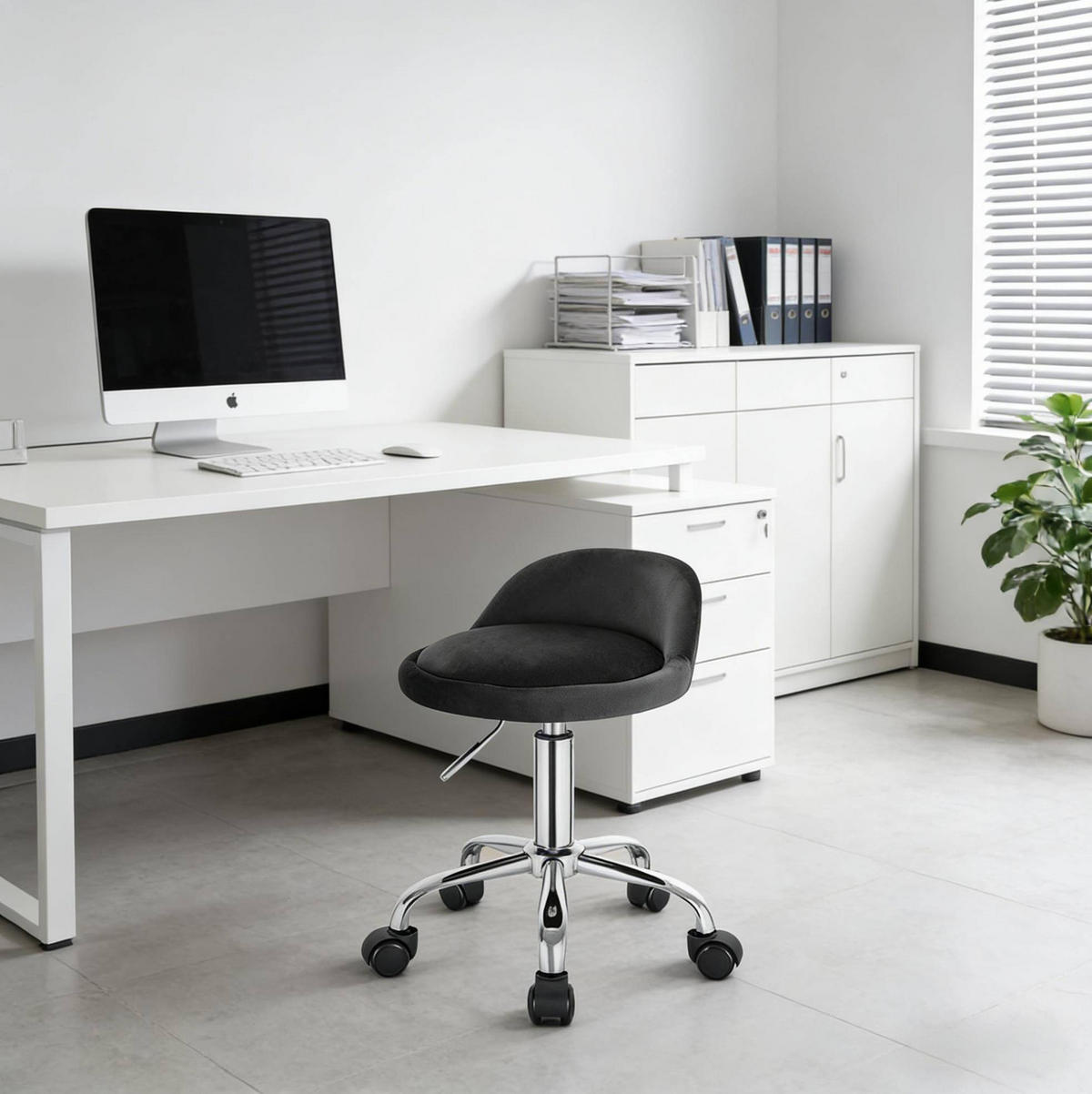 BÜROHOCKER höhenverstellbar drehbar Samt Dunkelgrau - Dunkelgrau, Metall (30/65.5/30cm) - Meubliv
