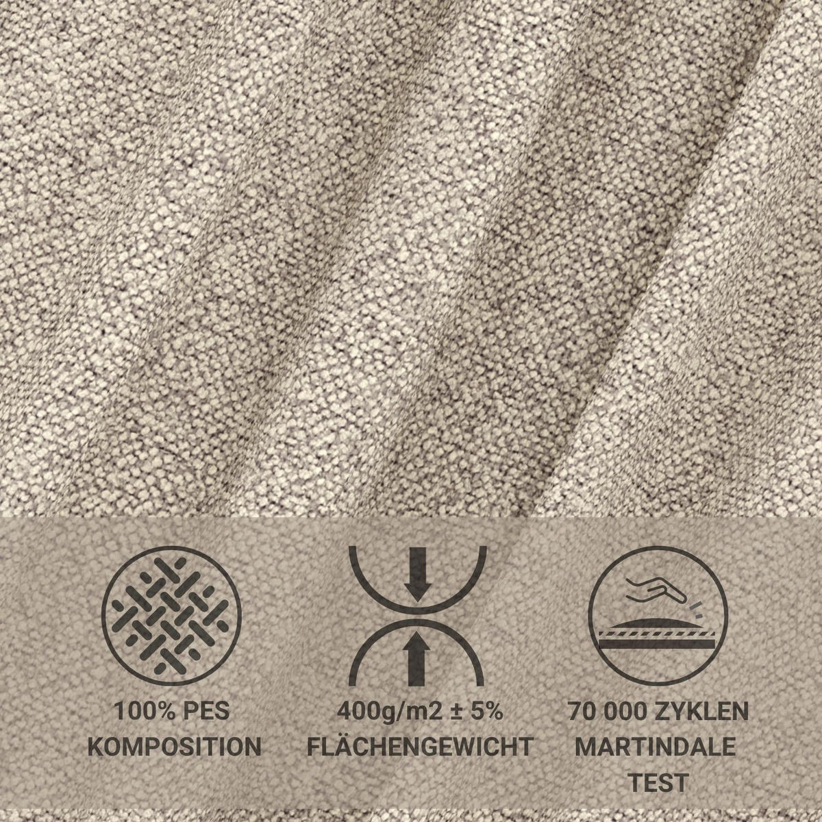 POLSTERBETT Vezzola Beige 120/200 cm im Webstoff - Beige/Naturfarben, Holz/Holzwerkstoff (120/200cm) - Maison de Reve