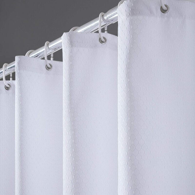DUSCHVORHANG Grün 180 cm Waffelstruktur Stoff dick mit Ringen - Grün, Textil (80/180cm) - MCBOSON