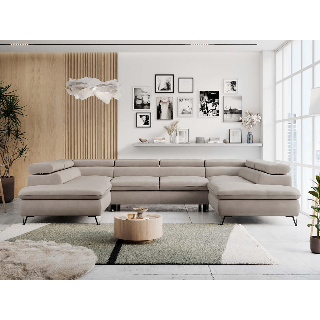 Thumbnail - MKS Wohnlandschaft, Beige, Textil, 6-Sitzer, U-Form, 346x76x208 cm, Wohnzimmer, Sofas & Couches, Wohnlandschaften, Wohnl...
