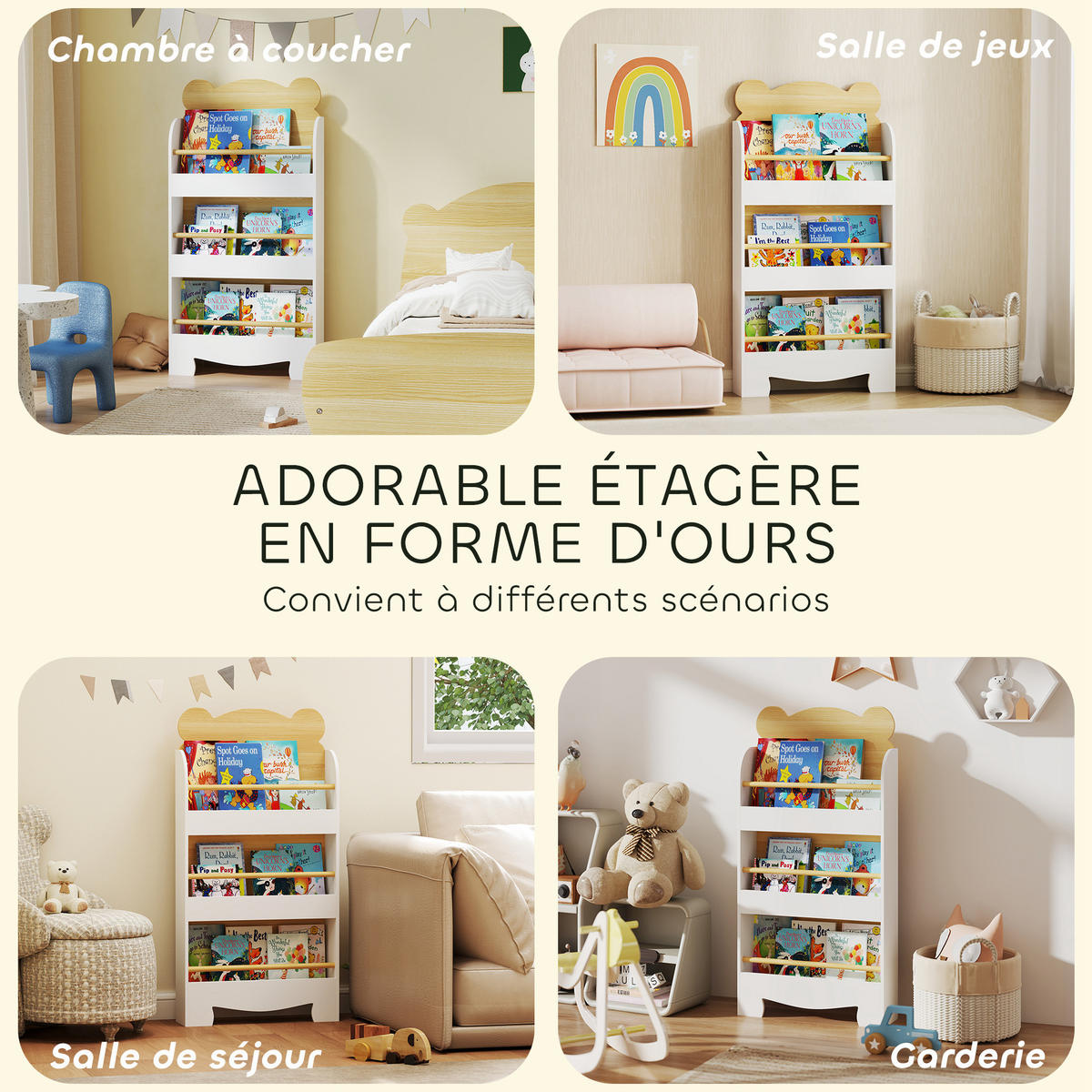 KINDERREGAL DE-17254 3 Ebenen, schmales Design Naturholz - Naturfarben, Holzwerkstoff (55/110/15cm) - ComfortXL