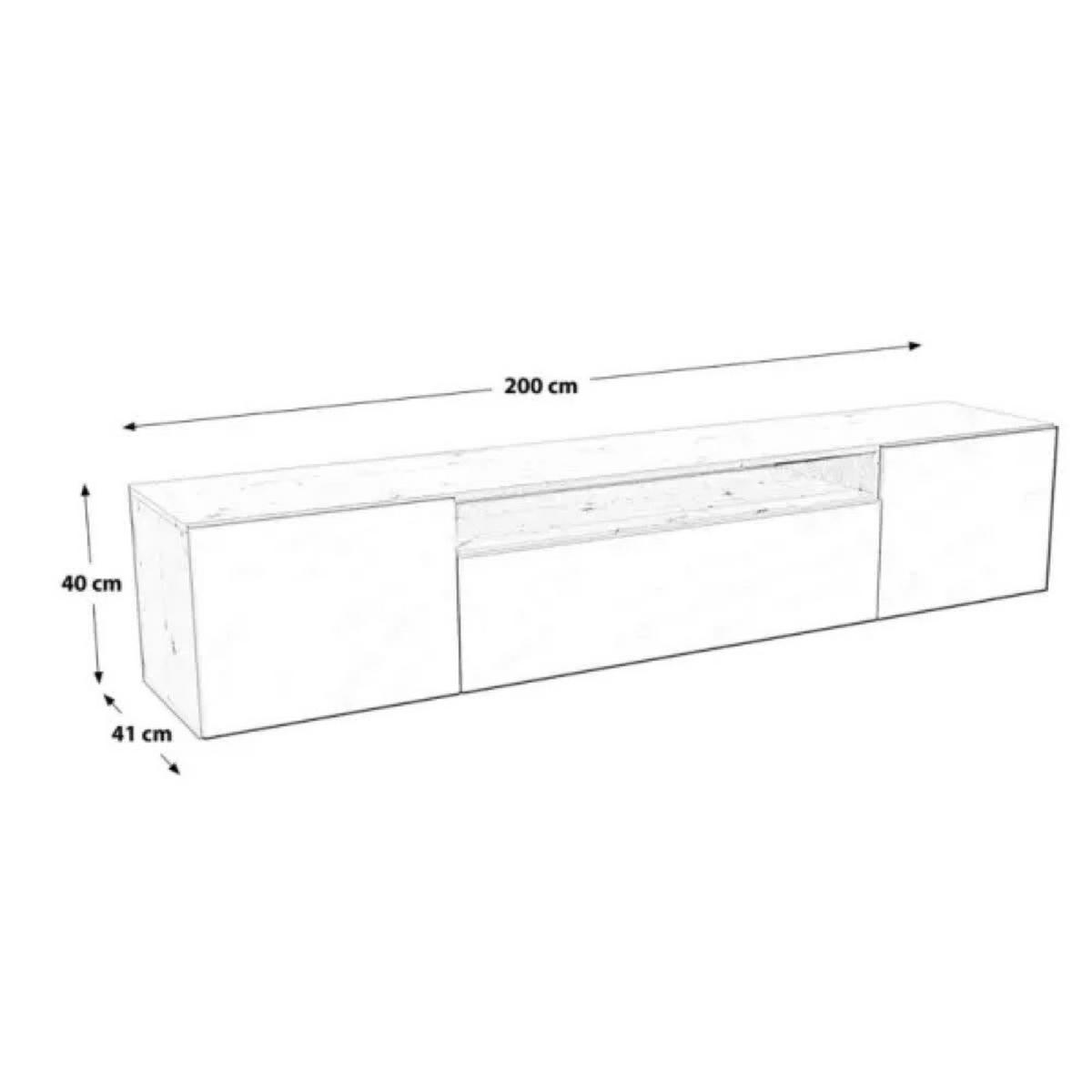 TV-SCHRANK Weiß Catania Eiche RIO Hängend Frezierte Fronten 200 cm - Weiß, Holzwerkstoff (200/40/41cm) - Sepro Meble