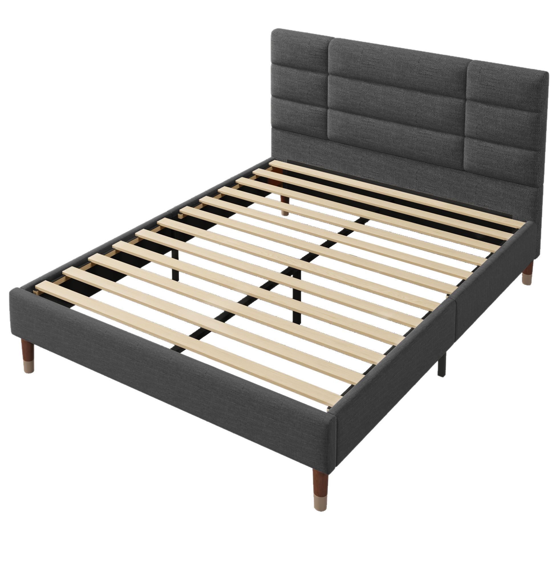 POLSTERBETT 140/200 cm mit Lattenrost, Matratze und Stauraum unter dem Bett, Grau - Grau, Holzwerkstoff (140/200cm) - Redom