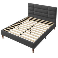 POLSTERBETT 140/200 cm mit Lattenrost, Matratze und Stauraum unter dem Bett, Grau - Grau, Holzwerkstoff (140/200cm) - Redom