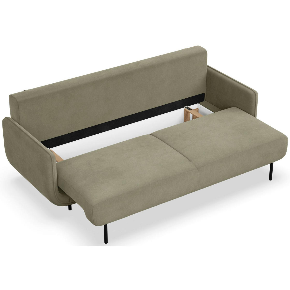 SCHLAFSOFA Ovals Salbeigrün - Schwarz/Hellgrün, Textil/Metall (236/95/96cm) - Selsey