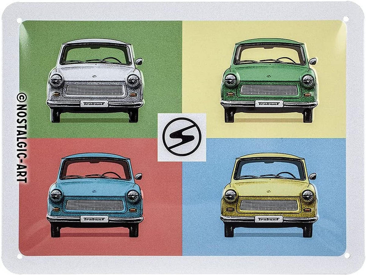 BLECHSCHILD 15/20 cm Berlin Trabant Pop Art - Multicolor, Metall (20/15/0.5cm) - Nostalgic-Art