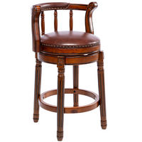 BARHOCKER 1er-Set Braun mit Echtleder und Rückenlehne - Braun, Holz (54.8/96/54.8cm) - PANGIVO