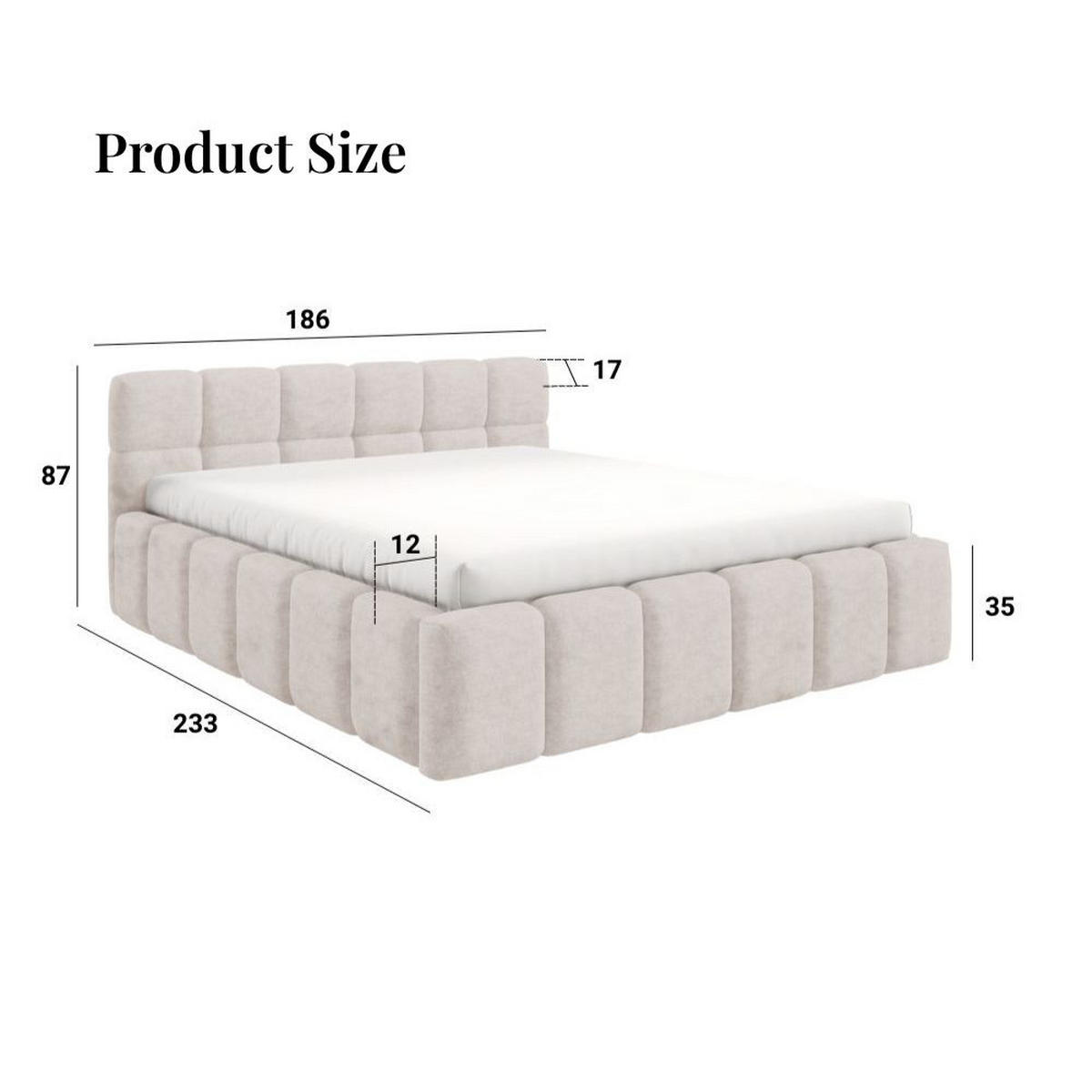 POLSTERBETT NUBO Medium 160x200 cm mit Bettkasten – QUELLE 83 - Hellgrau, Holz - Dekori_Interiors