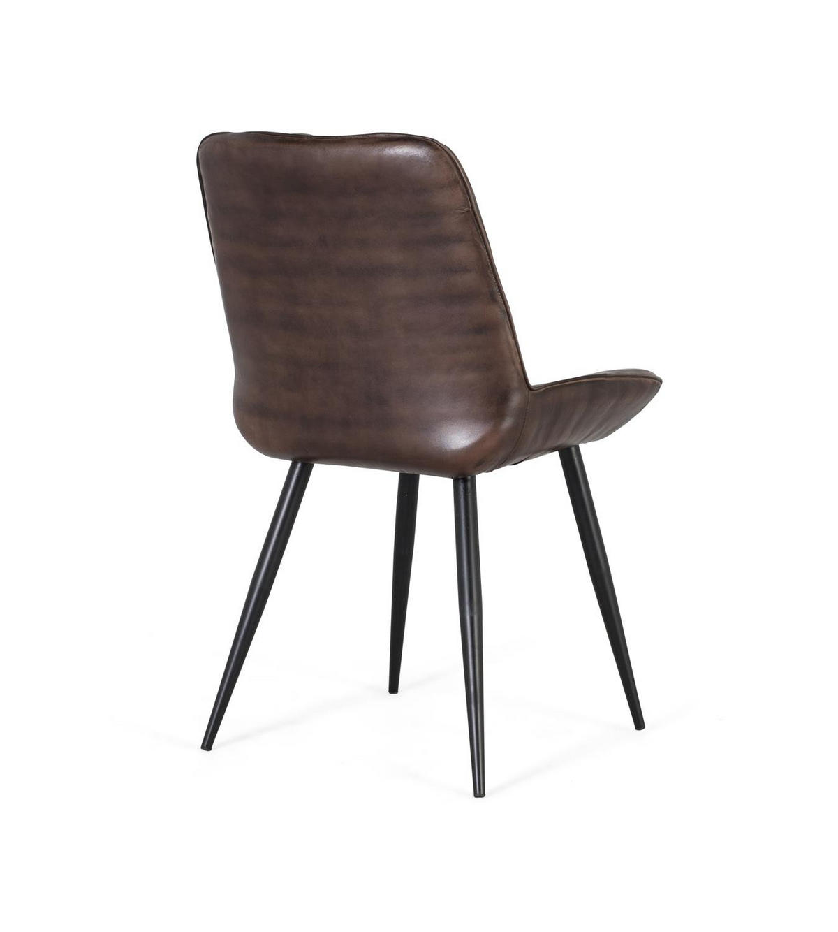 STUHL aus naturbelassenem dunkelbraunem Naturleder - Grau, Fell (53/87/63cm) - Giner y Colomer