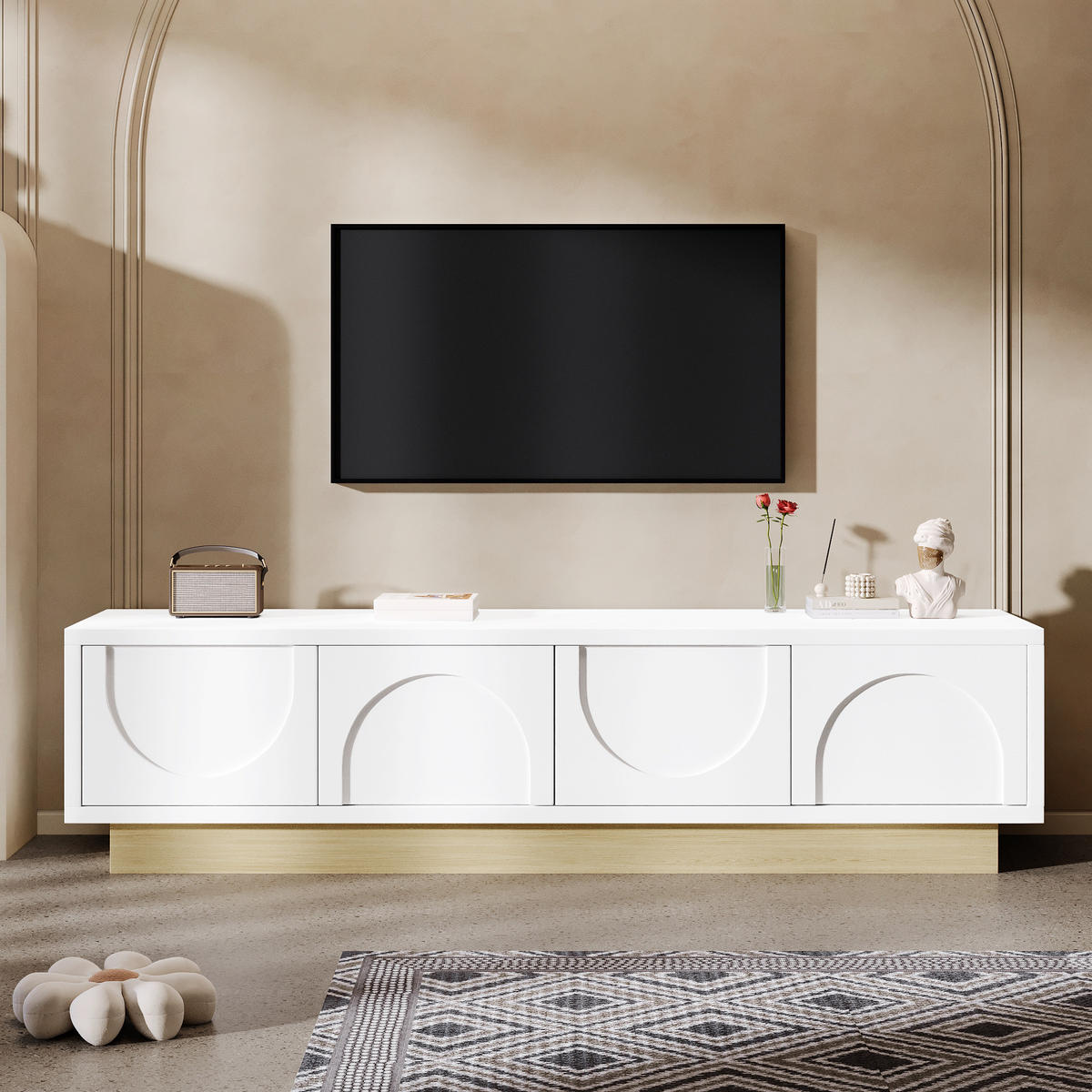 TV-ELEMENT mit 4 Türen 175 x 40 cm MDF Weiß - Weiß, Holzwerkstoff (40/41.5/175cm) - Beauniv