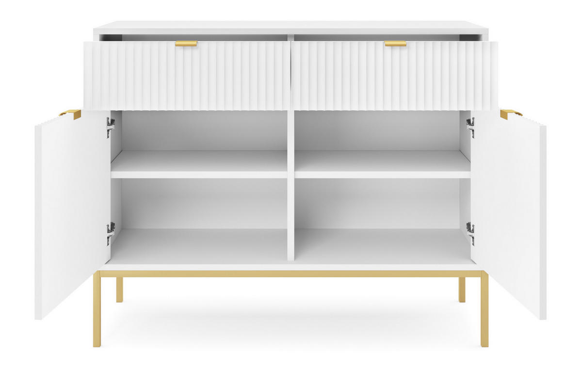 SIDEBOARD Vellore Weiß mit goldenen Metallbeinen 104 cm - Goldfarben/Weiß, Holzwerkstoff/Metall (104/83/39cm) - Selsey