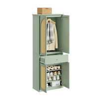 KLEIDERSCHRANK mit 4 Türen, 1 Schublade und 5 verstellbaren Böden, 70x34x180 cm - Grün, Holzwerkstoff (70/180/34cm) - SoBuy