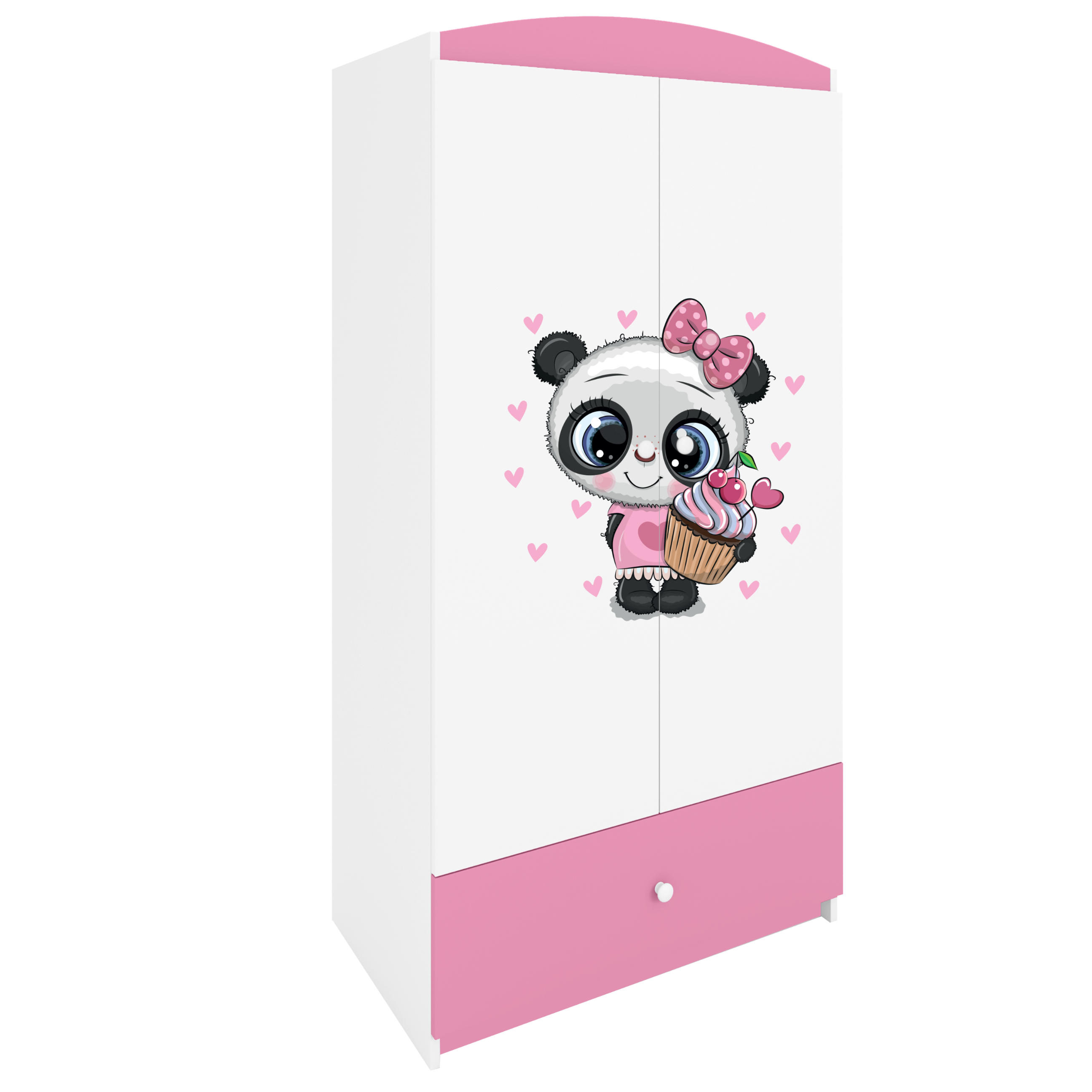 KINDERKLEIDERSCHRANK Panda - Hellrosa, Holzwerkstoff (90/175/52cm) - RAUMHIRSCH FURNITURE