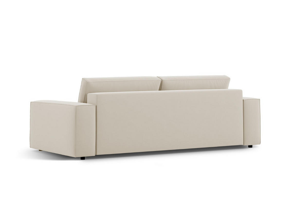 SOFA ausklappbar mit Bettkasten Jodie aus Samt dunkelbeige 3 Sitzplätze - Mokka, Textil (107/86/247cm) - Micadoni