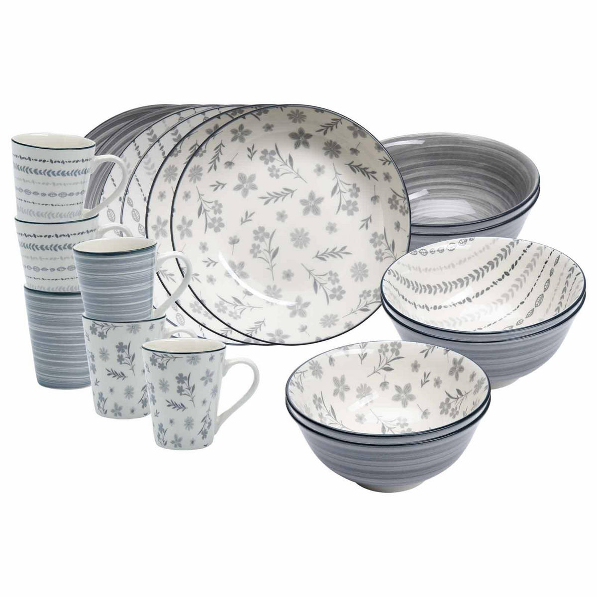 FRÜHSTÜCKS-SET Sendai Mix grau 18er Set - Grau, Keramik (1/1/1cm) - Ritzenhoff Breker