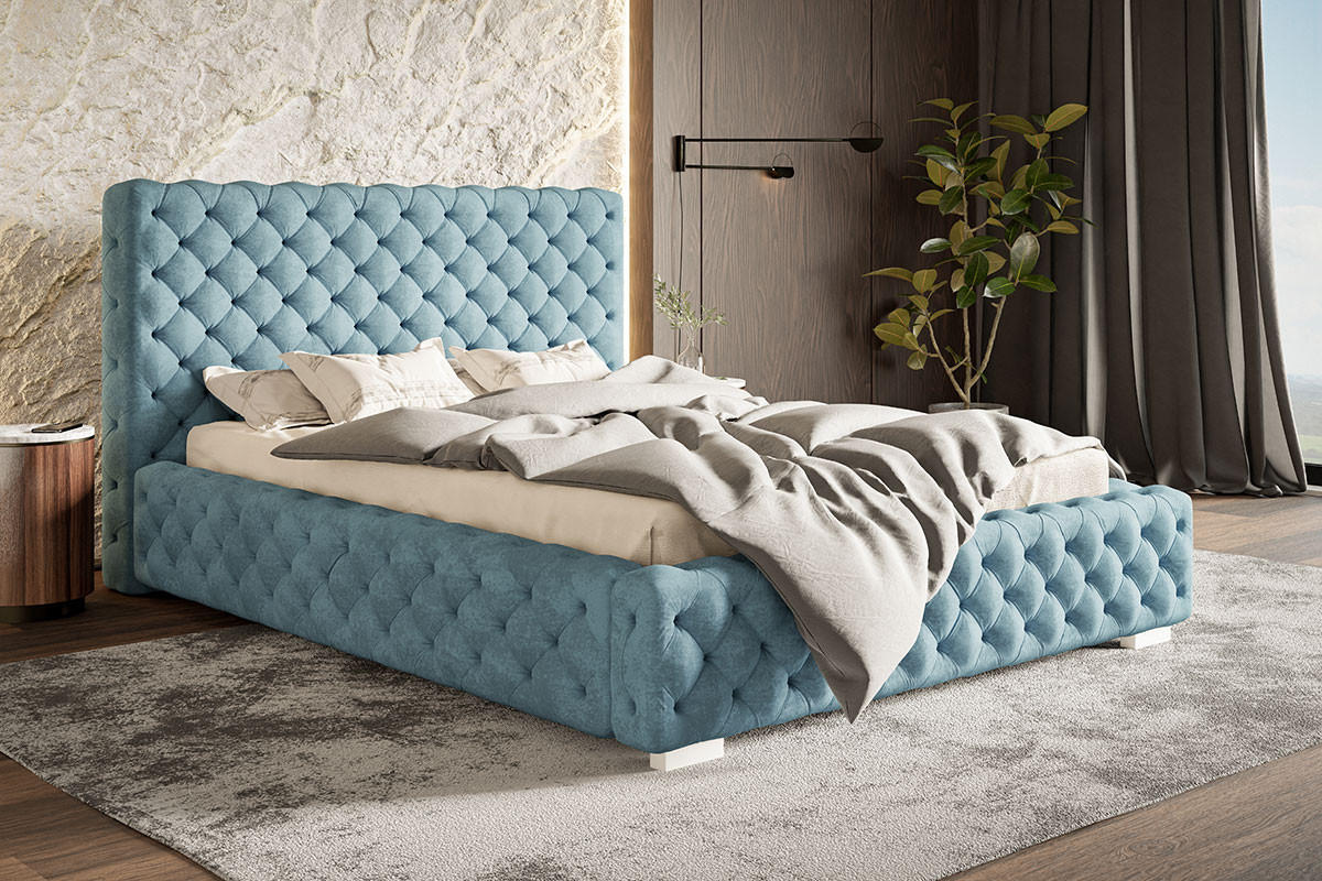 BETT Blau BEN 15 Mit Bettkasten 120x200 cm - Blau, Textil (120/200cm) - Sepro Meble