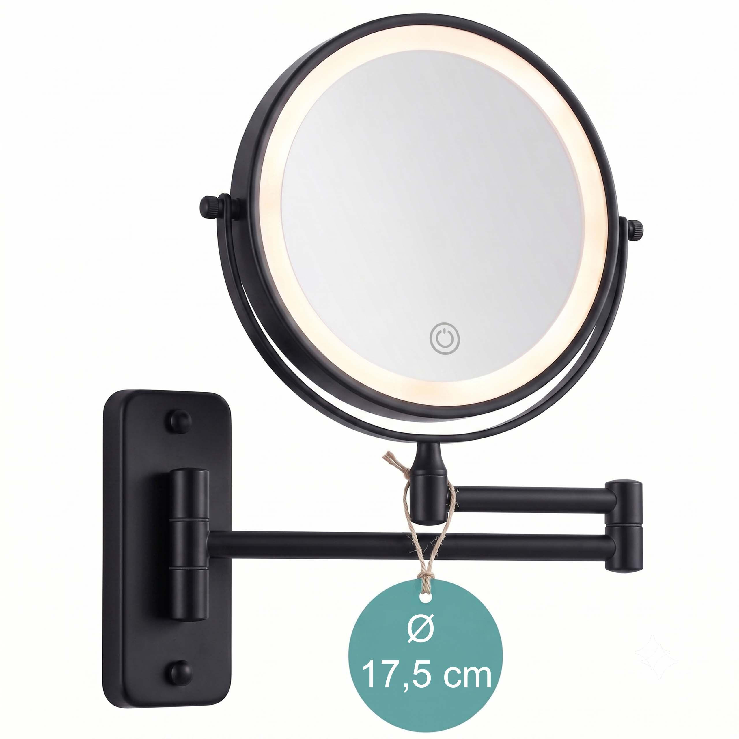 KOSMETIKSPIEGEL - Schwarz, Glas/Metall (33/30/3.5cm) - Relaxdays