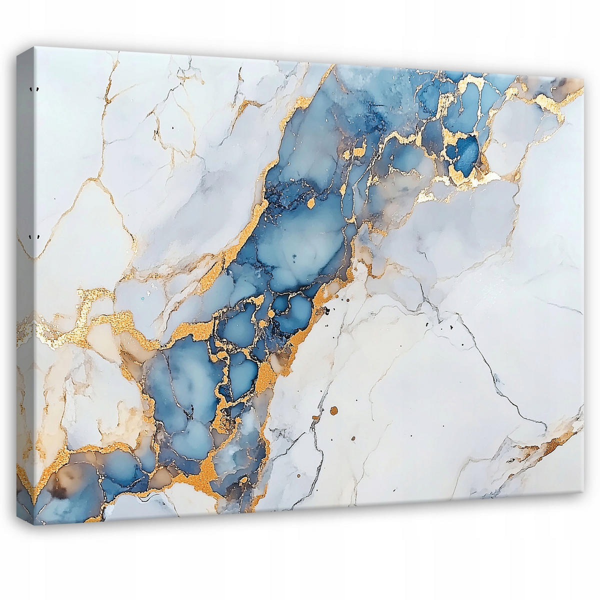 WANDBILD XXL Abstrakt Marmor Blau Gold Modern Wohnzimmer 120x80 - Grau, Holzwerkstoff (120/80cm) - Wallarena