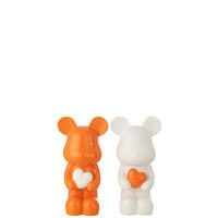 DEKOOBJEKT BÄR HERZ (2ER SET) - Orange, Glas/Naturmaterialien (17.5/42.5/22.5cm) - J-Line