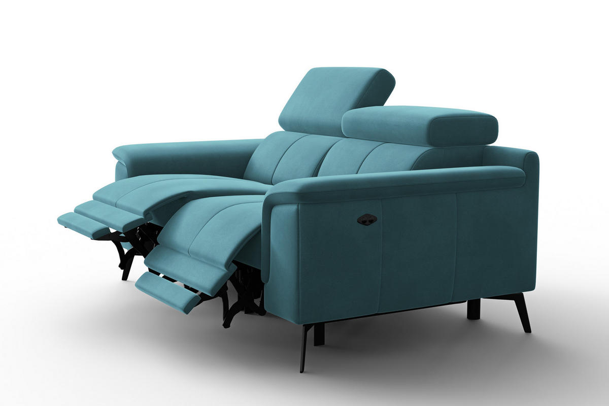 SOFA RELAX FIERO 2-Sitzer, Minter Veloursstoff - Schwarz/Mintgrün, Holz/Textil (170/82/103cm) - Courtois Laville