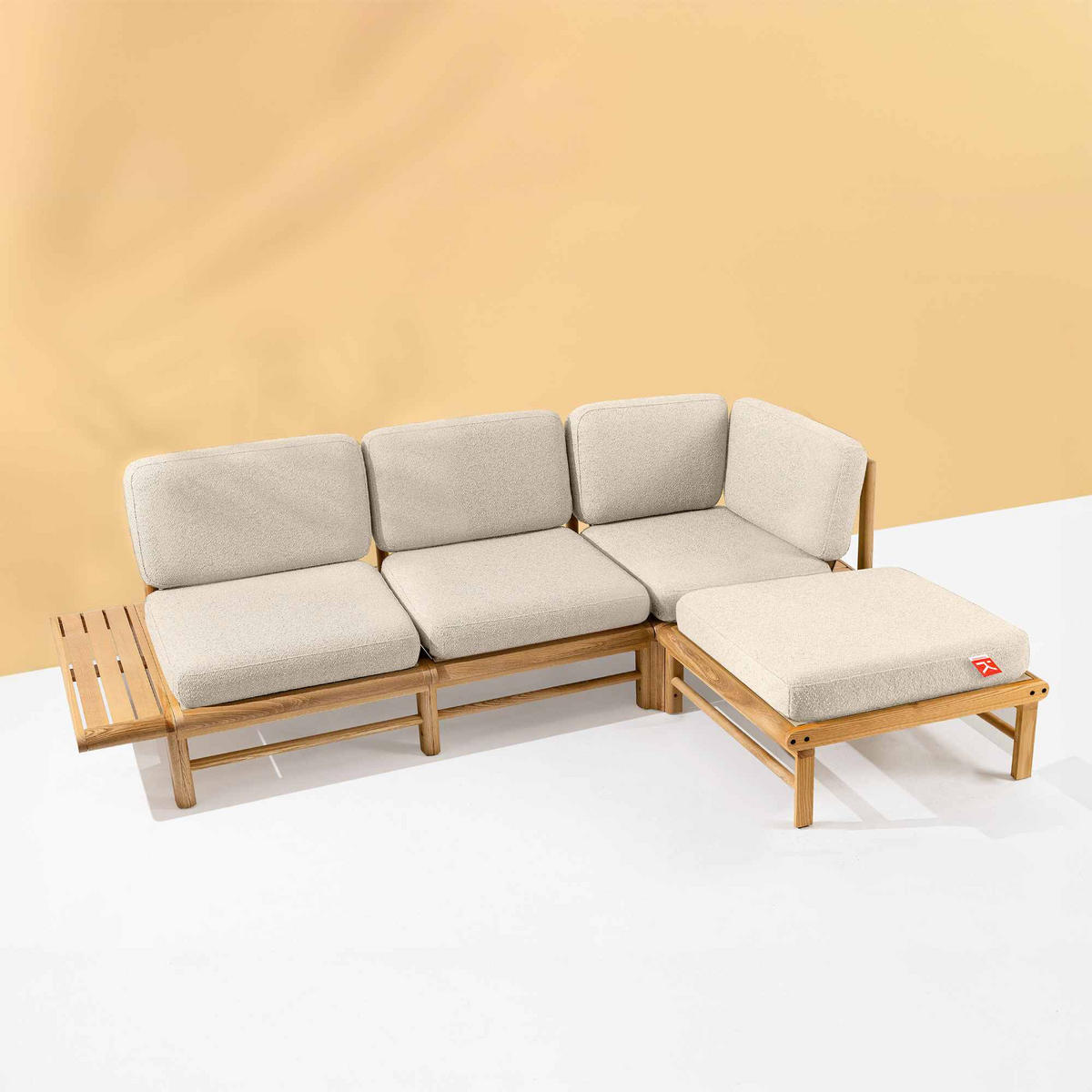 LOUNGESOFA ATREDA rechts - Creme, Holz/Textil (245/74/150cm) - KONSIMO®