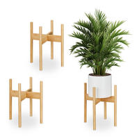 3XPFLANZENSTÄNDER - Hellbraun, Holz (34/40/34cm) - Relaxdays