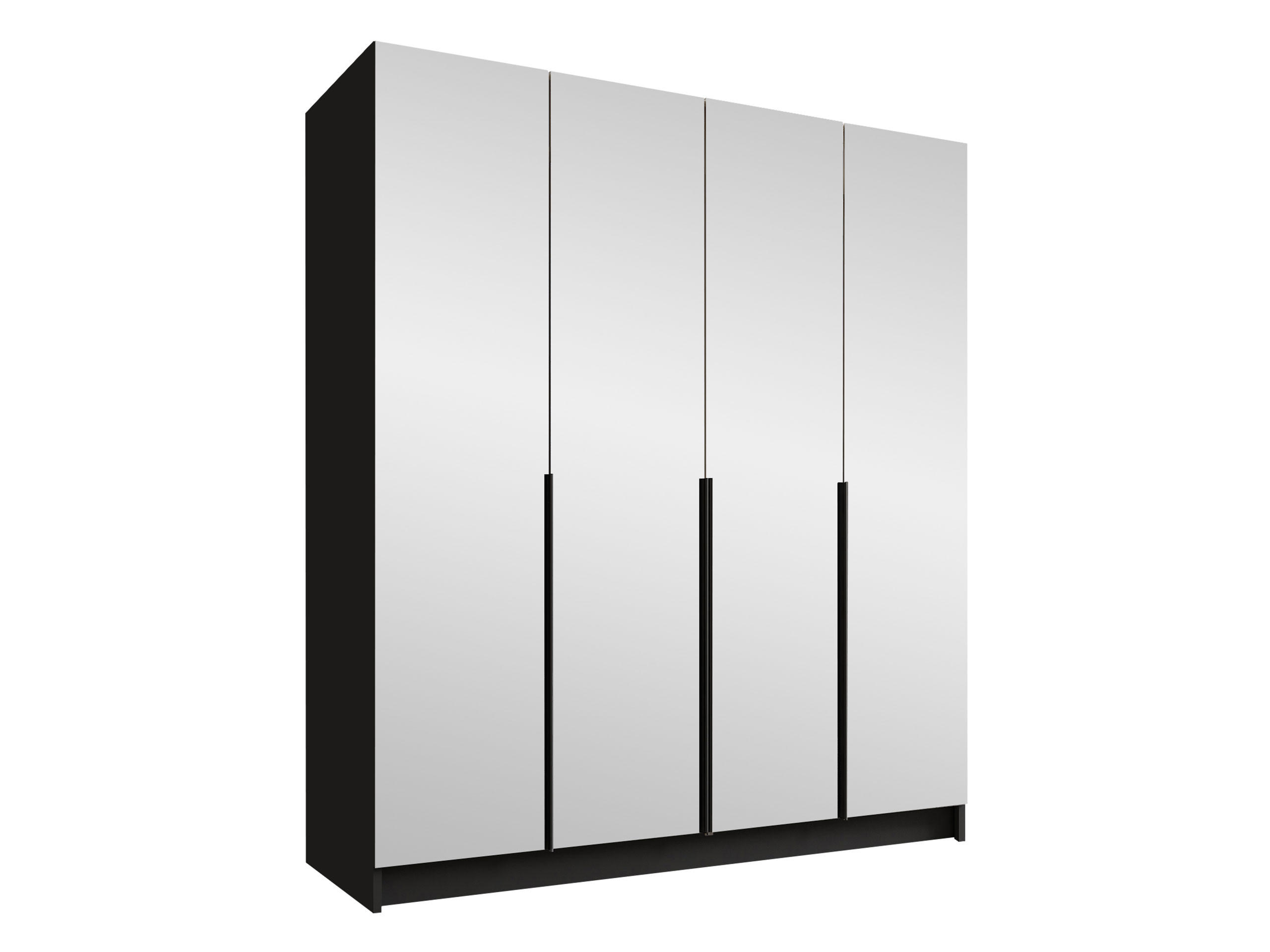 KLEIDERSCHRANK Santi III - Schwarz, Holzwerkstoff/Metall (200/215/58cm) - MIRJAN24