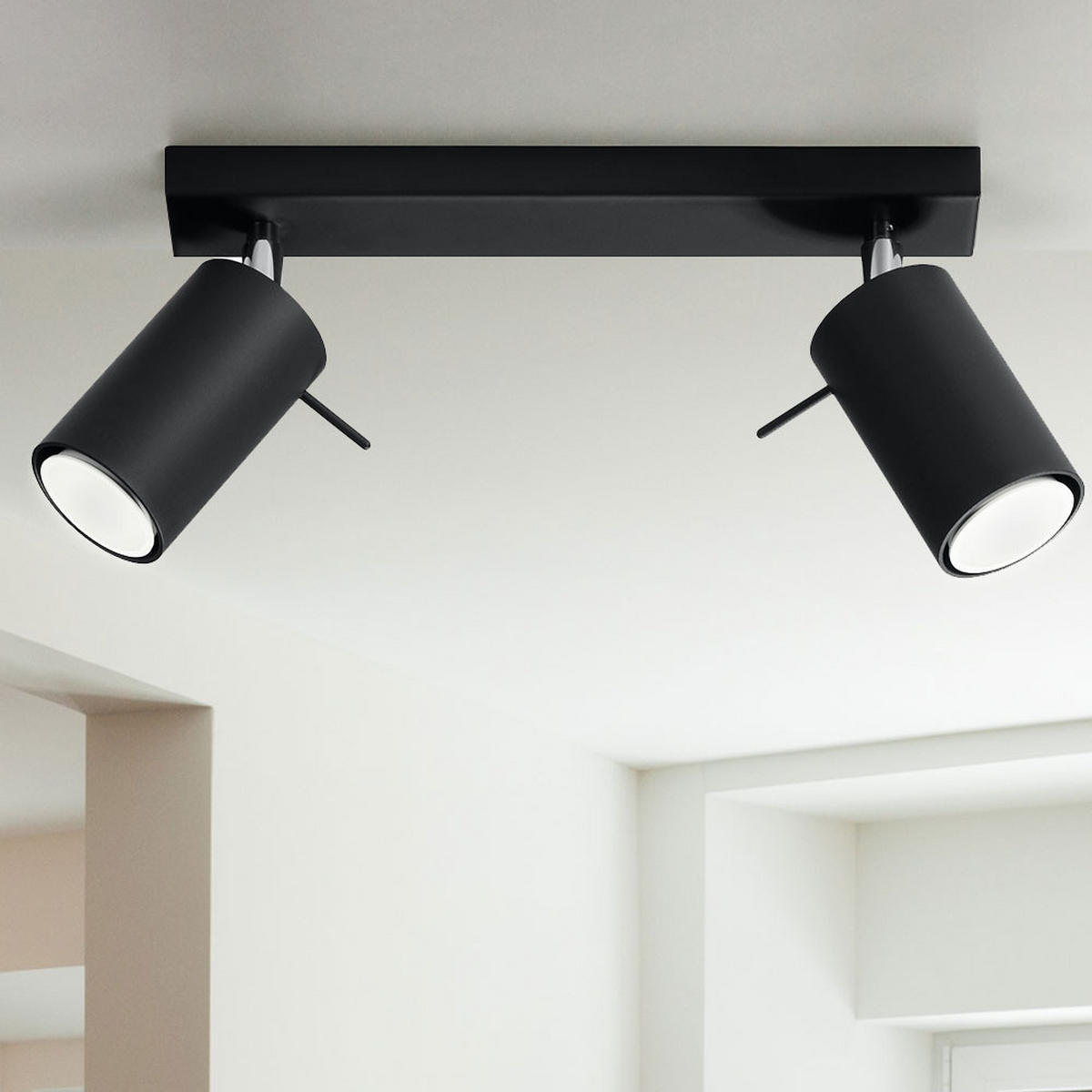 DECKENLEUCHTE Stahl Schwarz RING 2 - Schwarz, Metall (30/8/15cm)