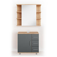 BADMÖBEL-SET Ilias Eiche 2 Teile - Eichefarben/Anthrazit, Holzwerkstoff (60/60.8/33cm) - Vicco