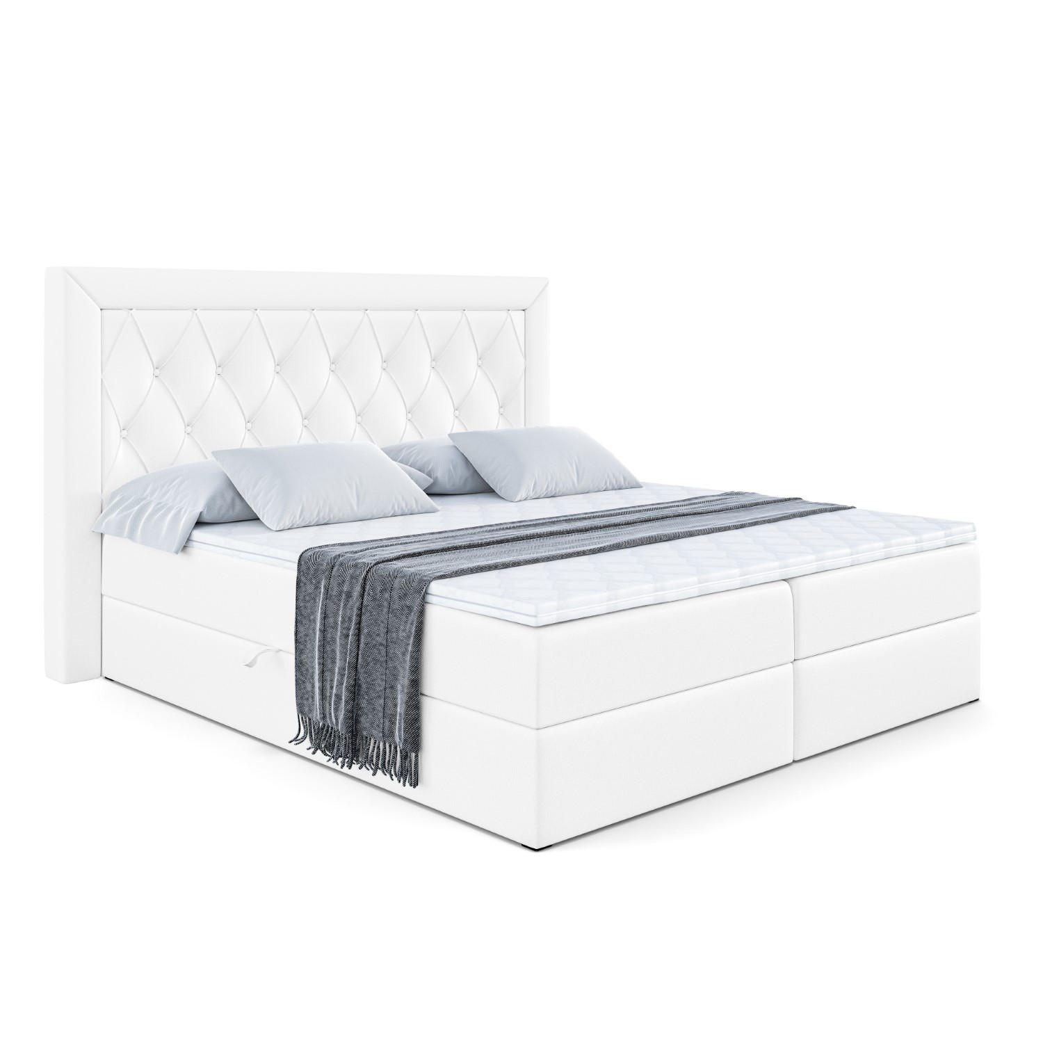 BOXBETT mit H4-Matratze und Lattenrost - NOEL - 180x200 Weiß Hochglanz - Weiß Hochglanz, Holzwerkstoff (180/200cm) - ALTDECOR