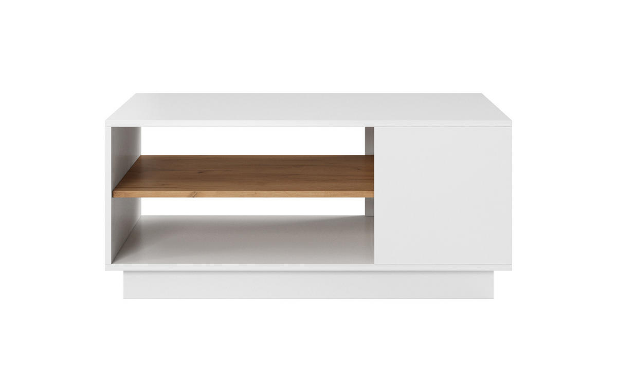 COUCHTISCH Viano G 100 cm Weiß / Eiche Craft Gold - Asymmetrisches Design - Eichefarben/Weiß, Holz/Holzwerkstoff (45/100/60cm) - Ravio