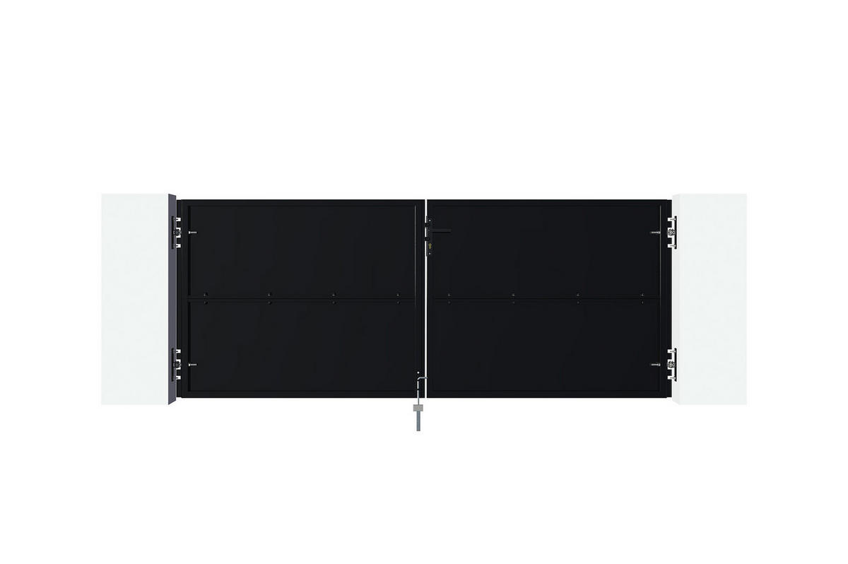 DREHTORPAKET Nali Mattschwarz 3m H.120cm + TOR 1m H.120cm - Schwarz, Metall (293/120cm) - Casanoov