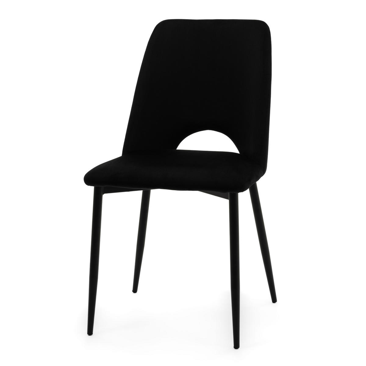 STUHL ORO gepolsterter mit Steppung - schwarz - Samt Velour - Schwarz, Textil/Metall (47/91/55cm) - NEW HOME