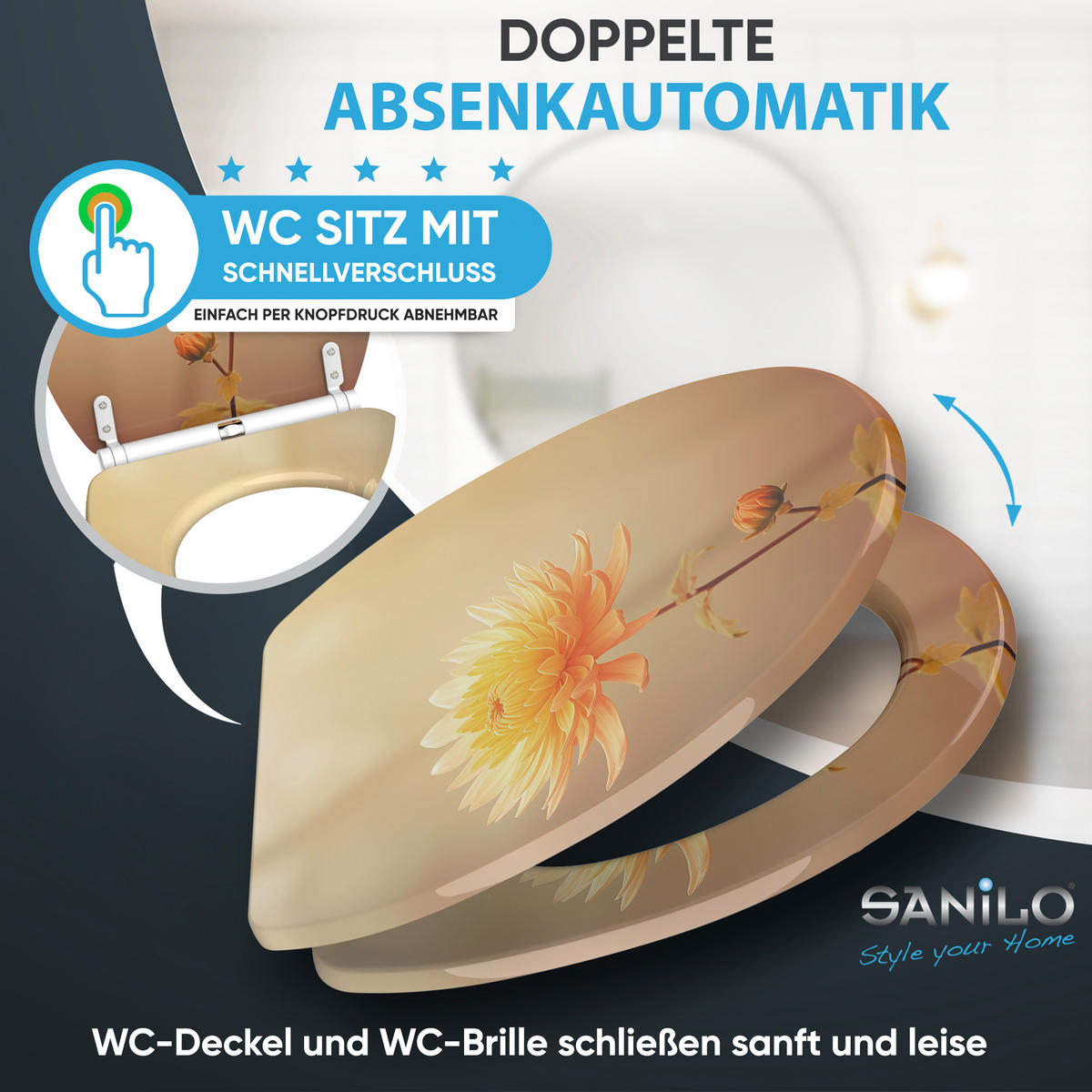 WC-SITZ mit Absenkautomatik & Top Fix Mum - Orange, Holzwerkstoff (37.7/5.5/48cm) - Sanilo