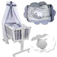 BABYBETT Weiß mit Rollen - Weiß/Grau, Holz (54/100cm) - VitaliSpa