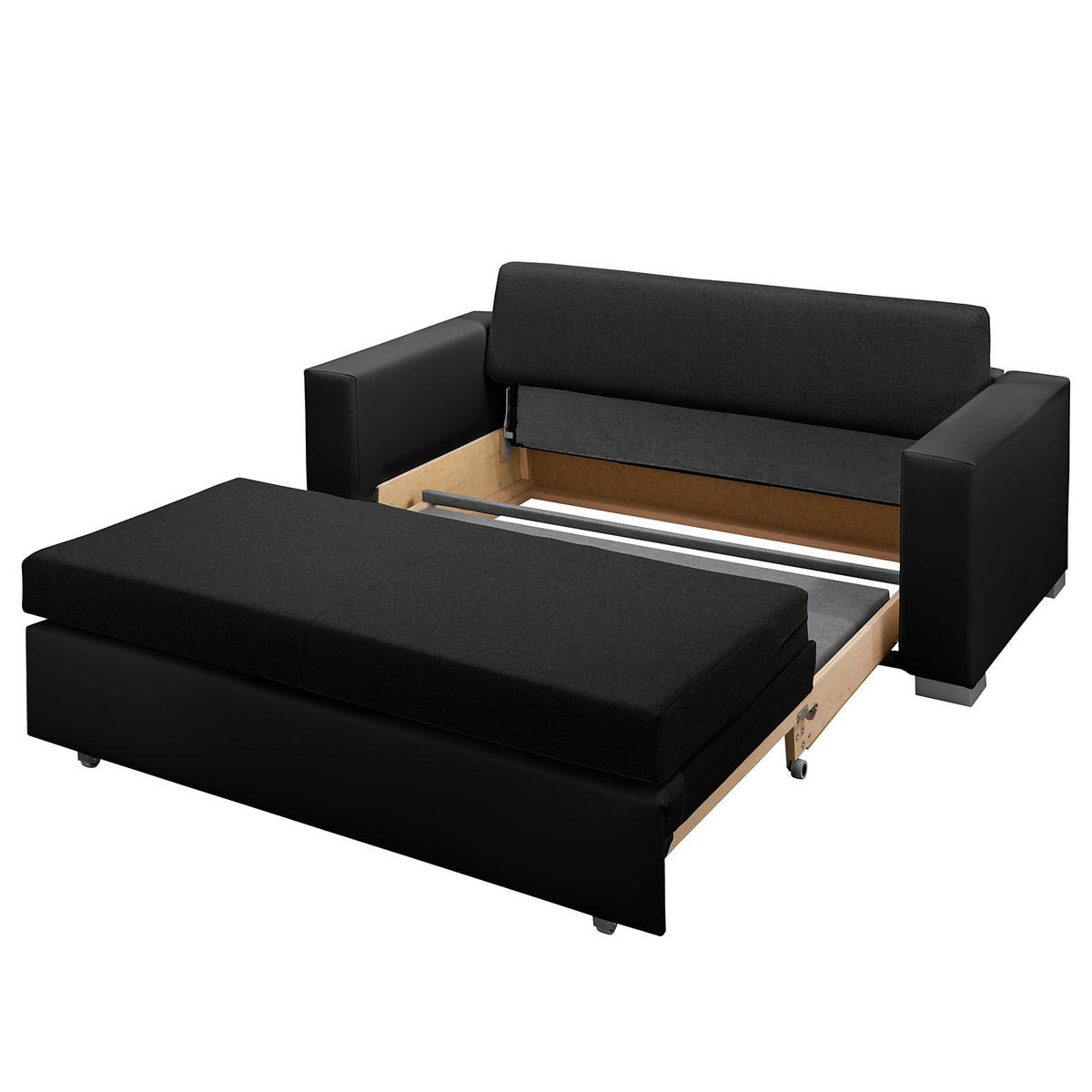 SCHLAFSOFA - Silberfarben/Schwarz, Kunststoff/Textil (153/90/90cm) - home24