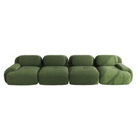 SOFA 388/103/70 cm in Grün aus Cord mit rahmenlosem Design - Grün, Textil (103/70/388cm) - Flora Grace